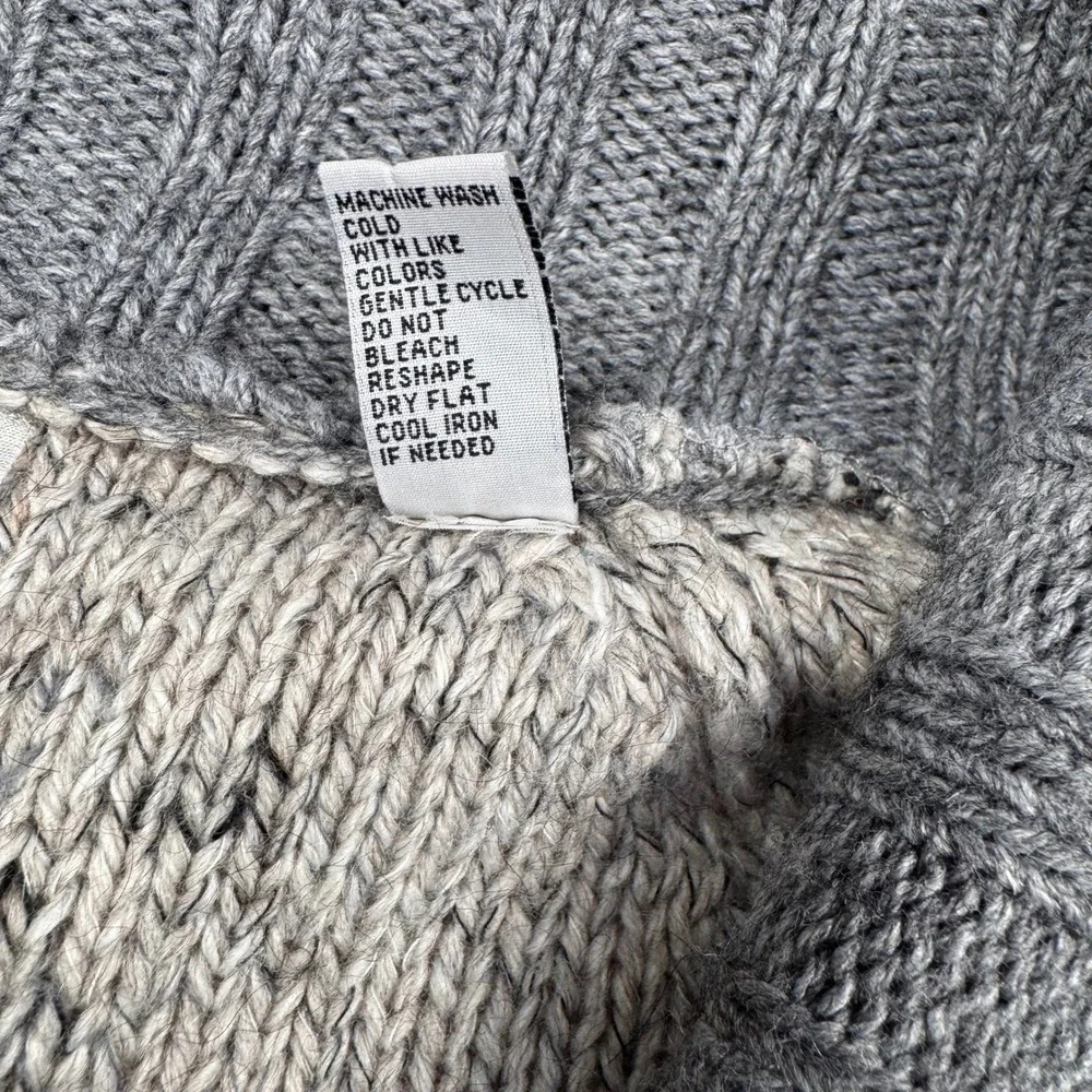 BKE Cardigan Sweater Women L Grey Wool Alpaca OtherBlend Shawl Collar Cable Knit